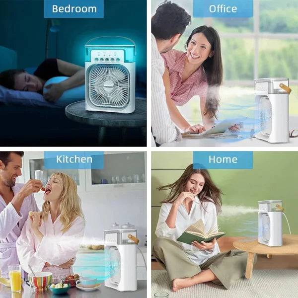 10 Inches | Large Size Portable Air Conditioner Fan | Usb Electric Fan With Led Night Light, Fine Mist Water, And Humidifier Function | Led Night Light Water Mist | Random Color - My Store